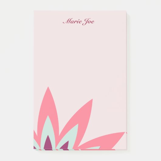 Lotus Blume Blumenmuster Post-it Klebezettel (Vorderseite)