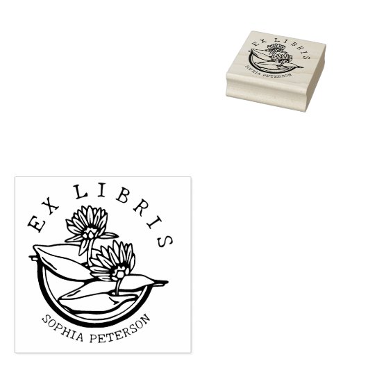 Lotus Blume Book Ex Libris Gummistempel (Stempel)