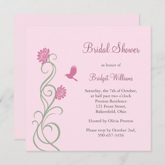 Lotus-Blume-Brautparty (pink) Einladung (Vorne/Hinten)