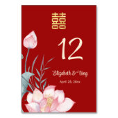 Lotus Blume Chinese Wedding Tischnummer (Rückseite)