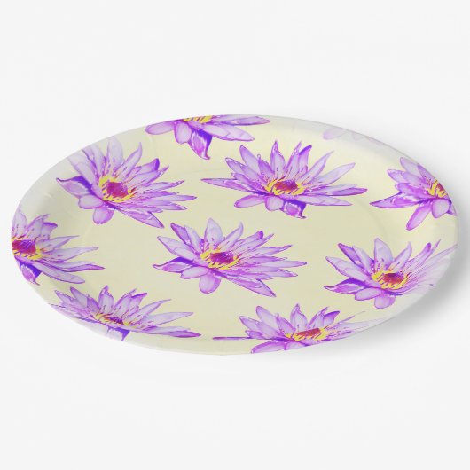 Lotus-Blume-Creme Pappteller (Schrägansicht)