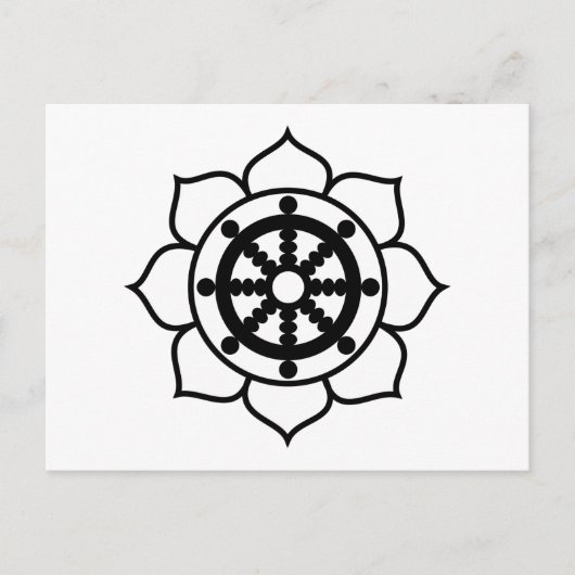 Lotus Blume Dharma Wheel Postkarte (Vorderseite)