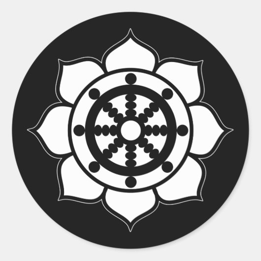 Lotus Blume Dharma Wheel Runder Aufkleber (Vorderseite)