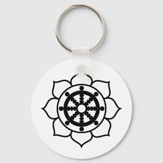 Lotus Blume Dharma Wheel Schlüsselanhänger (Vorderseite)