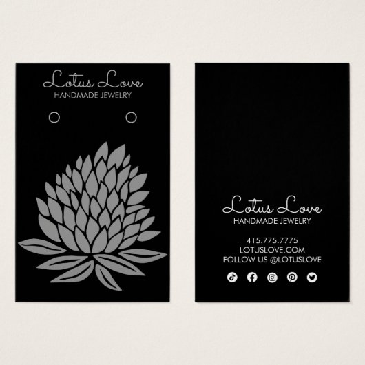 Lotus Blume Earring Necklace Juwelier Display Card (Vorne & Hinten)