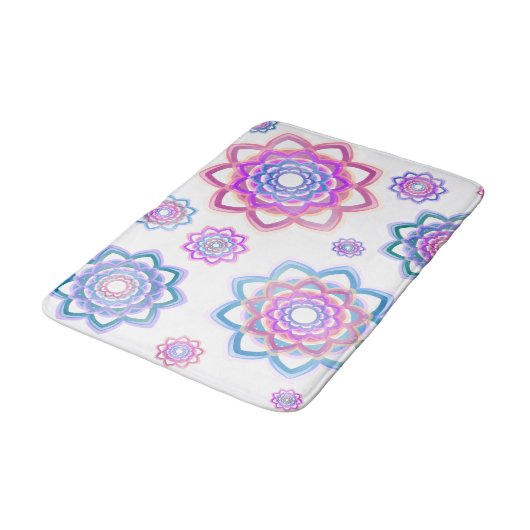 Lotus Blume Einfach farbenfroh rosa Pastellgrün Badematte (Schrägansicht)