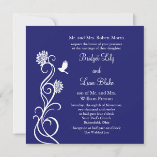 Lotus Blume Einladung Hochzeit (Indigo)