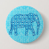 Lotus Blume Elefant - Türkis Button (Vorderseite)