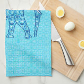 Lotus Blume Elefant - Türkis Geschirrtuch (Viertel Falte)