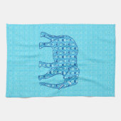 Lotus Blume Elefant - Türkis Geschirrtuch (Horizontal)