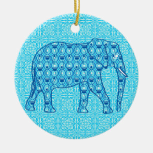 Lotus Blume Elefant - Türkis Keramikornament