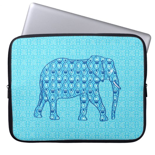 Lotus Blume Elefant - Türkis Laptopschutzhülle (Vorderseite)