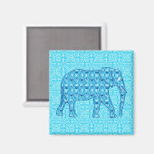 Lotus Blume Elefant - Türkis Magnet (Vorderseite/Rückseite)