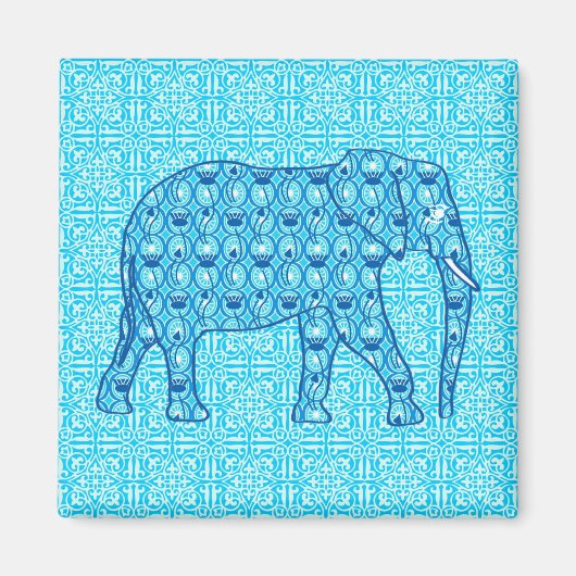 Lotus Blume Elefant - Türkis Magnet (Vorne)