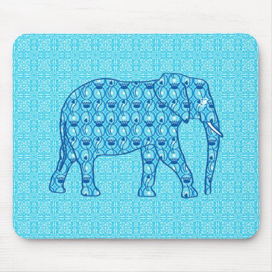 Lotus Blume Elefant - Türkis Mousepad (Vorne)
