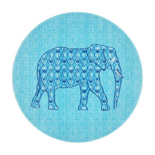 Lotus Blume Elefant - Türkis Schneidebrett (Vorderseite)