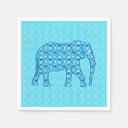 Lotus Blume Elefant - Türkis Serviette (Vorderseite)