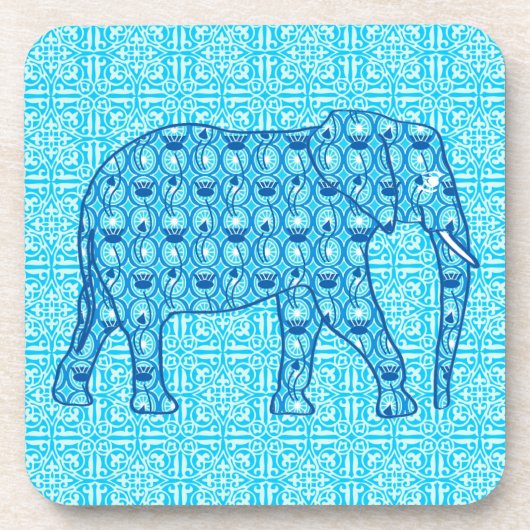 Lotus Blume Elefant - Türkis Untersetzer (Vorderseite)