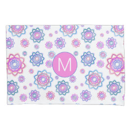 Lotus Blume Farbige Monogramm Pink Pastellgrün Kissenbezug