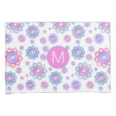 Lotus Blume Farbige Monogramm Pink Pastellgrün Kissenbezug (Vorderseite-Rechts)