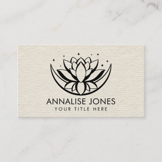 Lotus Blume Form und Mond auf der Leinwand Visitenkarte (Vorderseite)