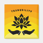 Lotus Blume friedliche Silhouette orange Magnet (Vorne)