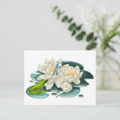 Lotus Blume, Frosch und Dragonfly Postkarte (Stehend Vorderseite)