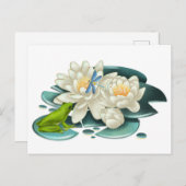 Lotus Blume, Frosch und Dragonfly Postkarte (Vorne/Hinten)
