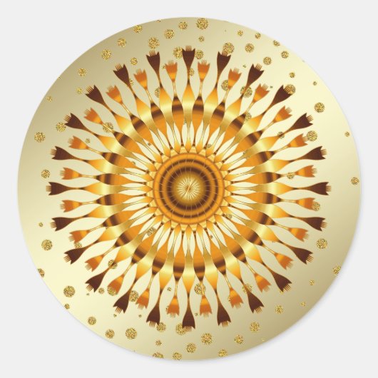 Lotus Blume Gold Imitate Fossil Glitzer Runder Aufkleber (Vorderseite)