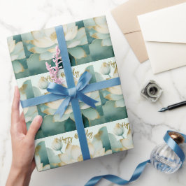 Lotus Blume Gold Kanten Happy Birthday Geschenkpapier