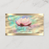 Lotus Blume Gold Strip Rose Gold Holographic Ink Visitenkarte (Vorderseite)