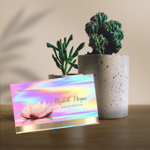 Lotus Blume Gold Yoga Instructor Holographic Visitenkarte