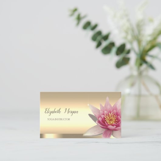 Lotus Blume Gold Yoga Instructor Visitenkarte (Stehend Vorderseite)
