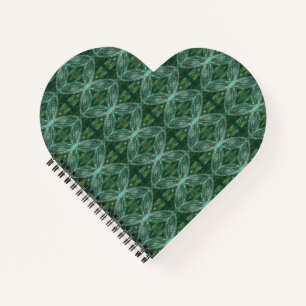 Lotus Blume Green Galaxy Heart Shape Notebook Notizblock