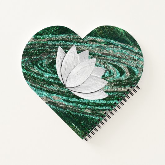 Lotus Blume Green Galaxy Heart Shape Notebook Notizblock (Rückseite)