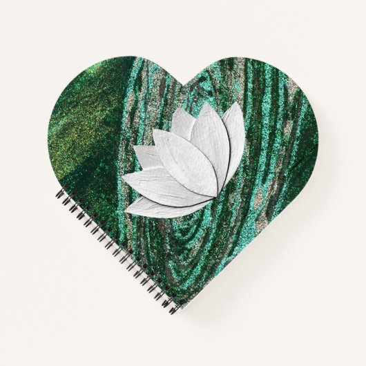Lotus Blume Green Galaxy Heart Shape Notebook Notizblock (Vorderseite)