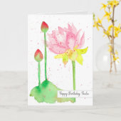 Lotus Blume Happy Birthday Individuelle Name Karte (Gelbe Blume)
