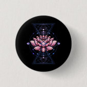 Lotus Blume Heilige Geometrie Yoga Meditation Spir Button (Vorderseite)