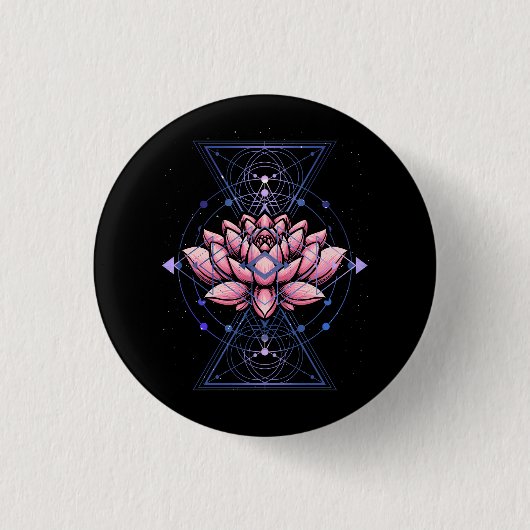 Lotus Blume Heilige Geometrie Yoga Meditation Spir Button (Vorderseite)