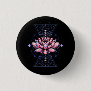 Lotus Blume Heilige Geometrie Yoga Meditation Spir Button