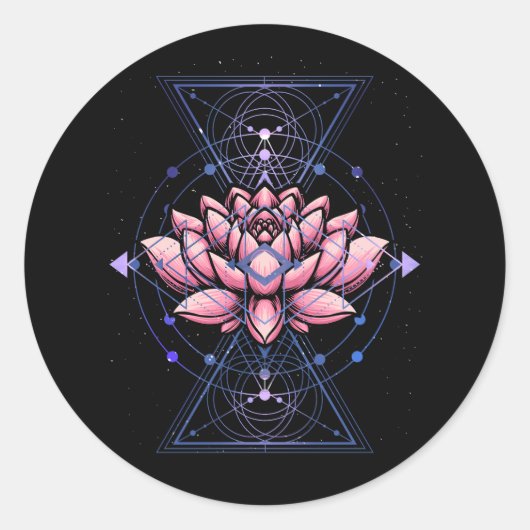 Lotus Blume Heilige Geometrie Yoga Meditation Spir Runder Aufkleber (Vorderseite)