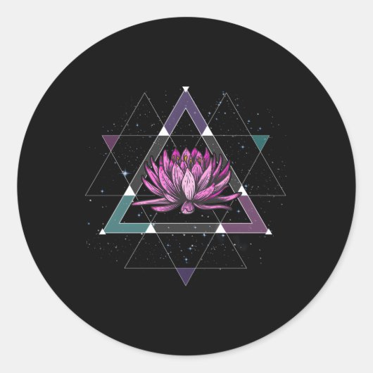Lotus Blume Heilige Geometrie Yoga Meditation Spir Runder Aufkleber (Vorderseite)