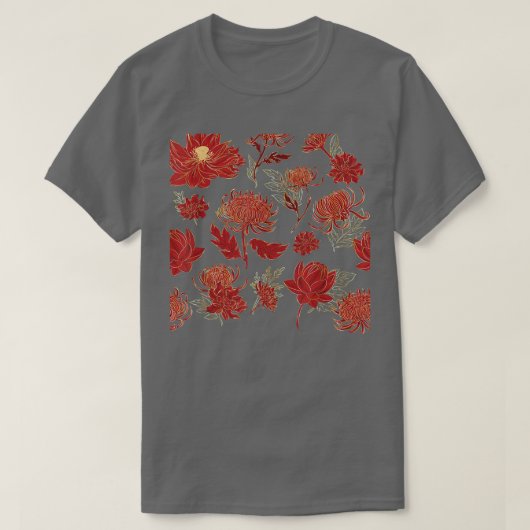 Lotus Blume Herbst Herbstmuster Cooler Erntedank T-Shirt (Design vorne)