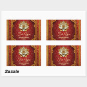 Lotus Blume Hind burgundy gold Indianerbrokade Rechteckiger Aufkleber (Blatt)