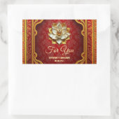 Lotus Blume Hind burgundy gold Indianerbrokade Rechteckiger Aufkleber (Tasche)