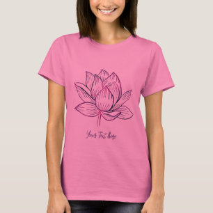 Lotus Blume Illustration Dunkel Lila Personalisier T-Shirt