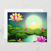 Lotus-Blume im Teich Postkarte (Vorne/Hinten)