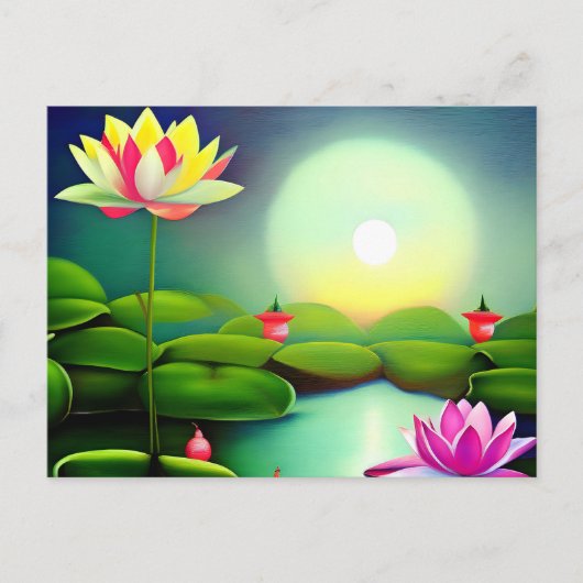 Lotus-Blume im Teich Postkarte (Vorderseite)