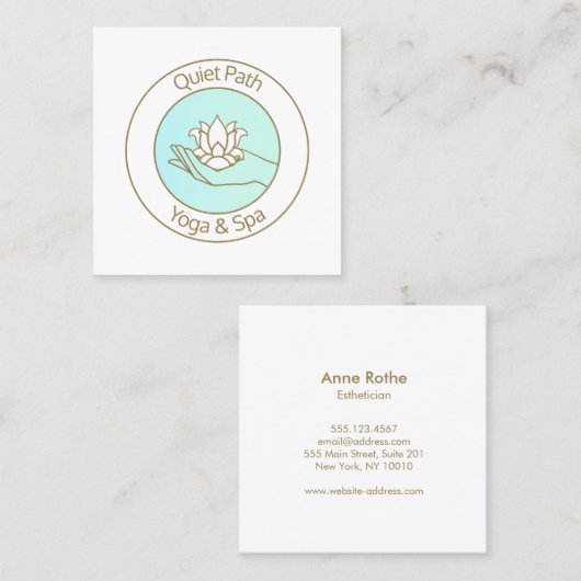 Lotus Blume in Hand Natürliche Schönheit und Gesun Quadratische Visitenkarte (Vorne/Hinten)