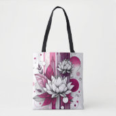 Lotus Blume in Magenta, schwarz-weiß Tasche (Vorderseite)